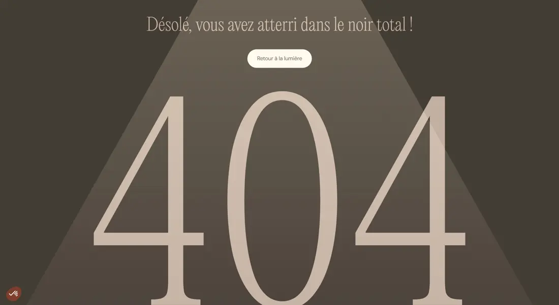 404-страница Luminaire Authentik, тематика — Другое, цвета — Черный, Серый, Коричневый, стиль — Минимализм, типографика — С засечками