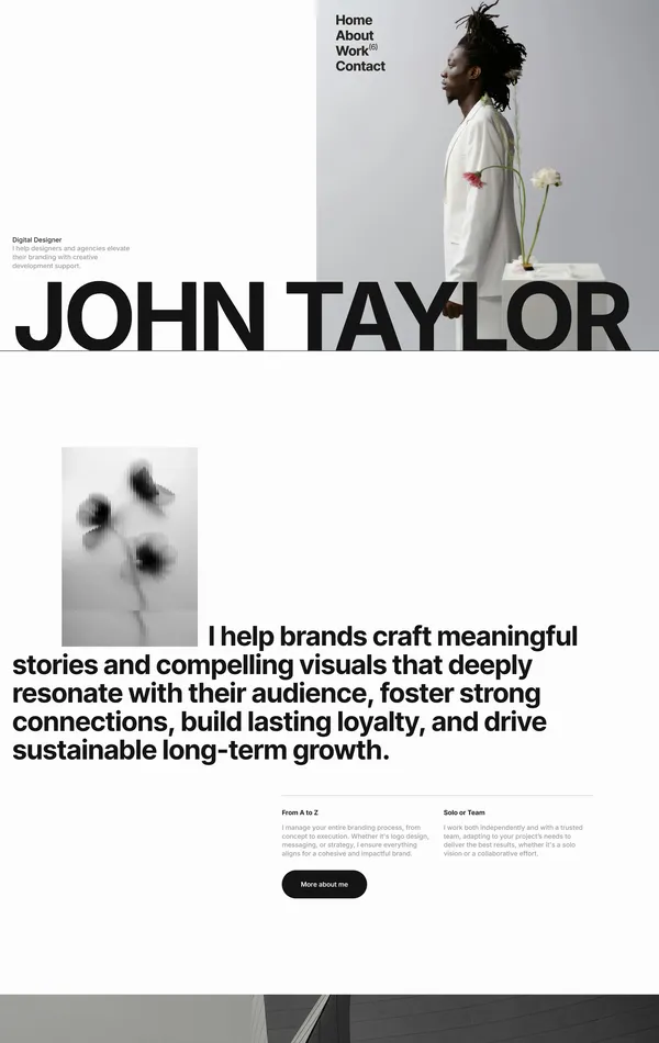 Главная Balance, тематика — Дизайн, цвета — Белый, Черный, Серый, стиль — Минимализм, типографика — Без засечек