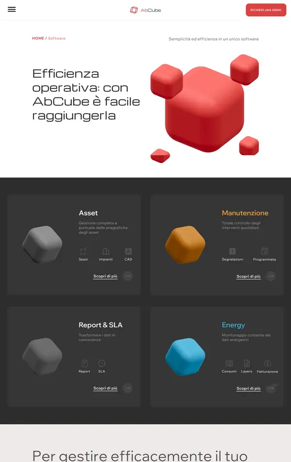 Продукт AbCube, тематика — IT и программное обеспечение, цвета — Белый, Черный, стиль — Корпоративный, Полигональный, типографика — Без засечек
