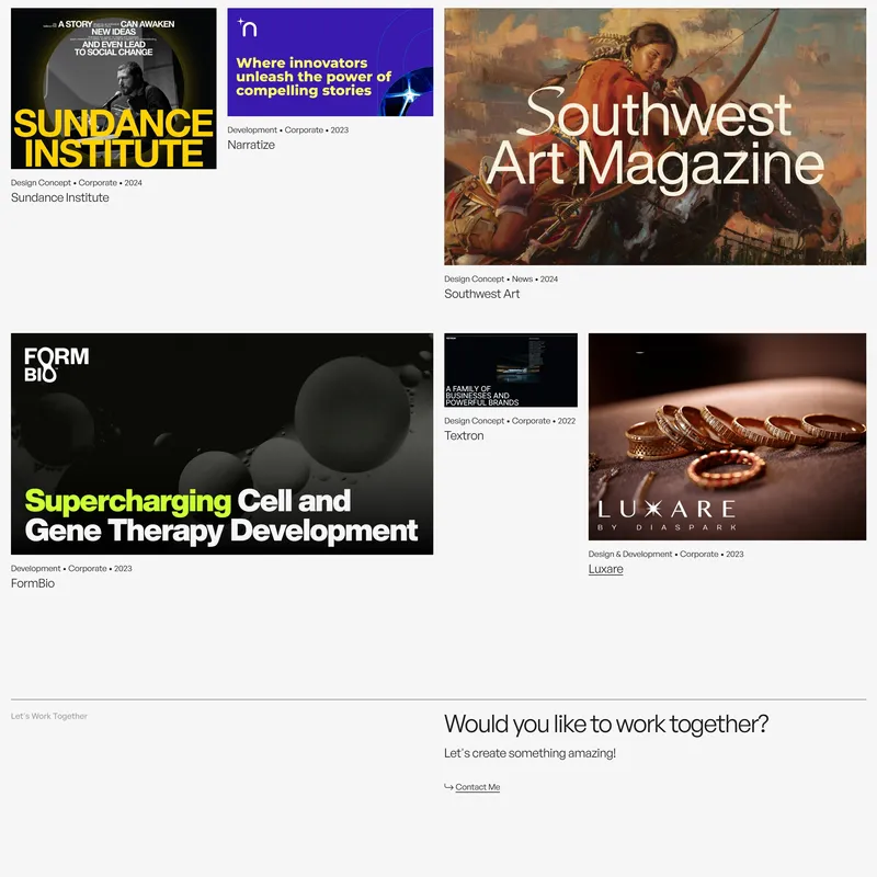 Секция «Кейсы» с сайта https://www.irene-butenko.com/, тематика — Дизайн, цвета — Белый, Черный, Серый, стиль — Корпоративный, Минимализм, типографика — Без засечек