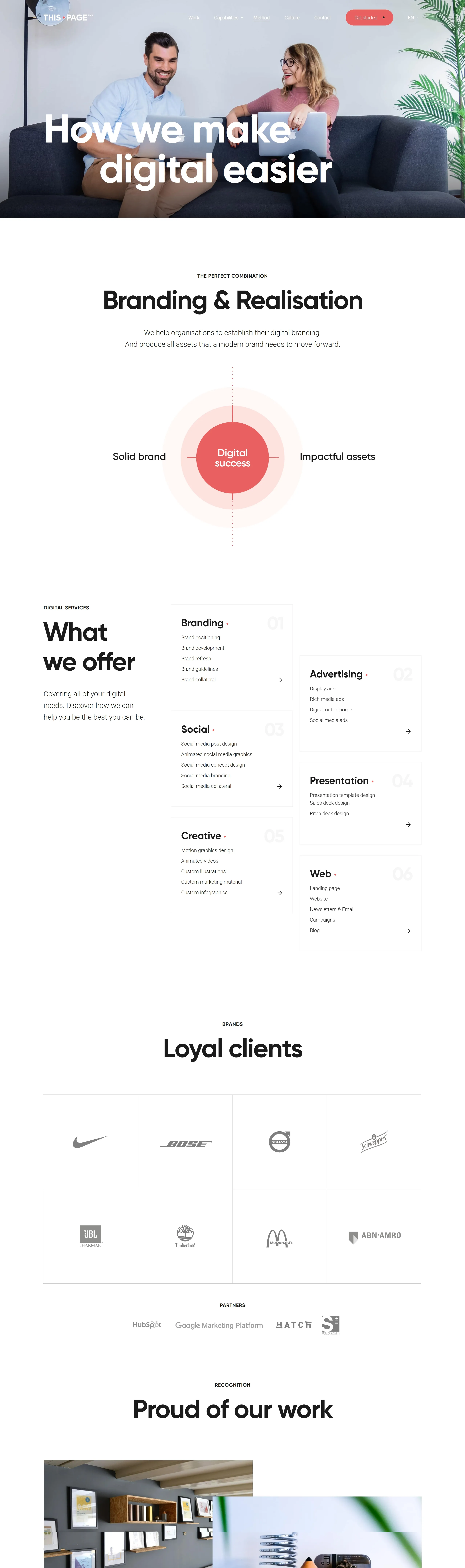 Продукт This Page Amsterdam, тематика — Агентство , цвета — Белый, стиль — Корпоративный, типографика — Без засечек