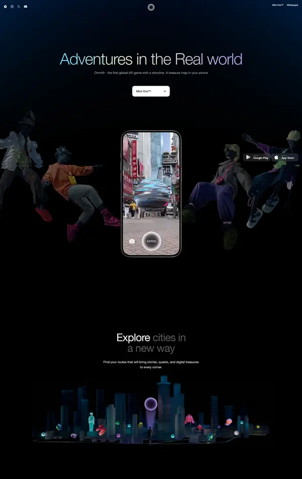 Лендинг ONMI, тематика — Продукт, Развлечения, цвета — Черный, стиль — Фестивальный, типографика — Без засечек