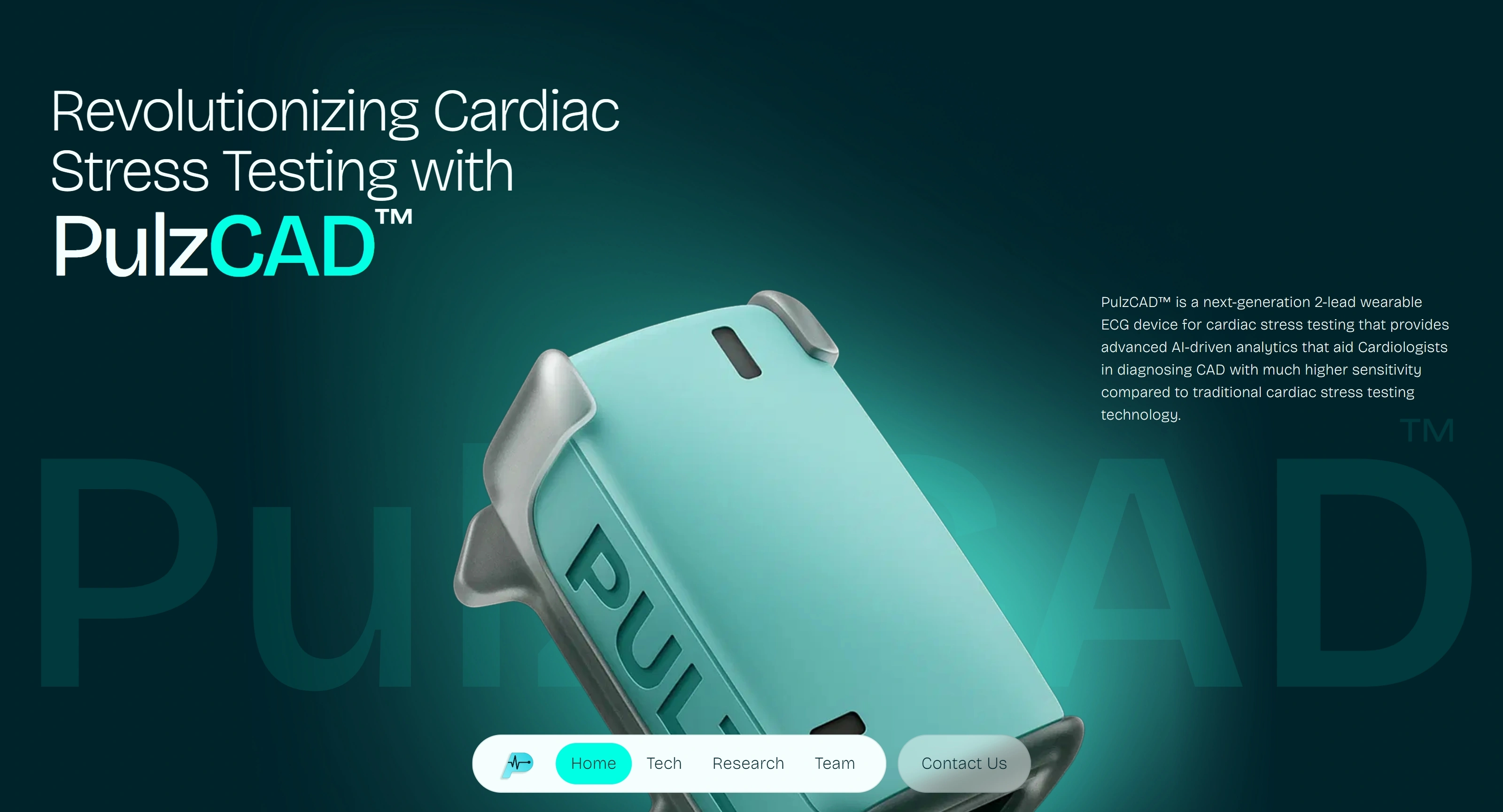 PulzCAD Секция «Первый экран» с сайта https://www.pulz.ai/, тематика — Здоровье и фитнес, цвета — Черный, Серый, Зеленый, стиль — Корпоративный, Минимализм, типографика — Без засечек, Декоративные