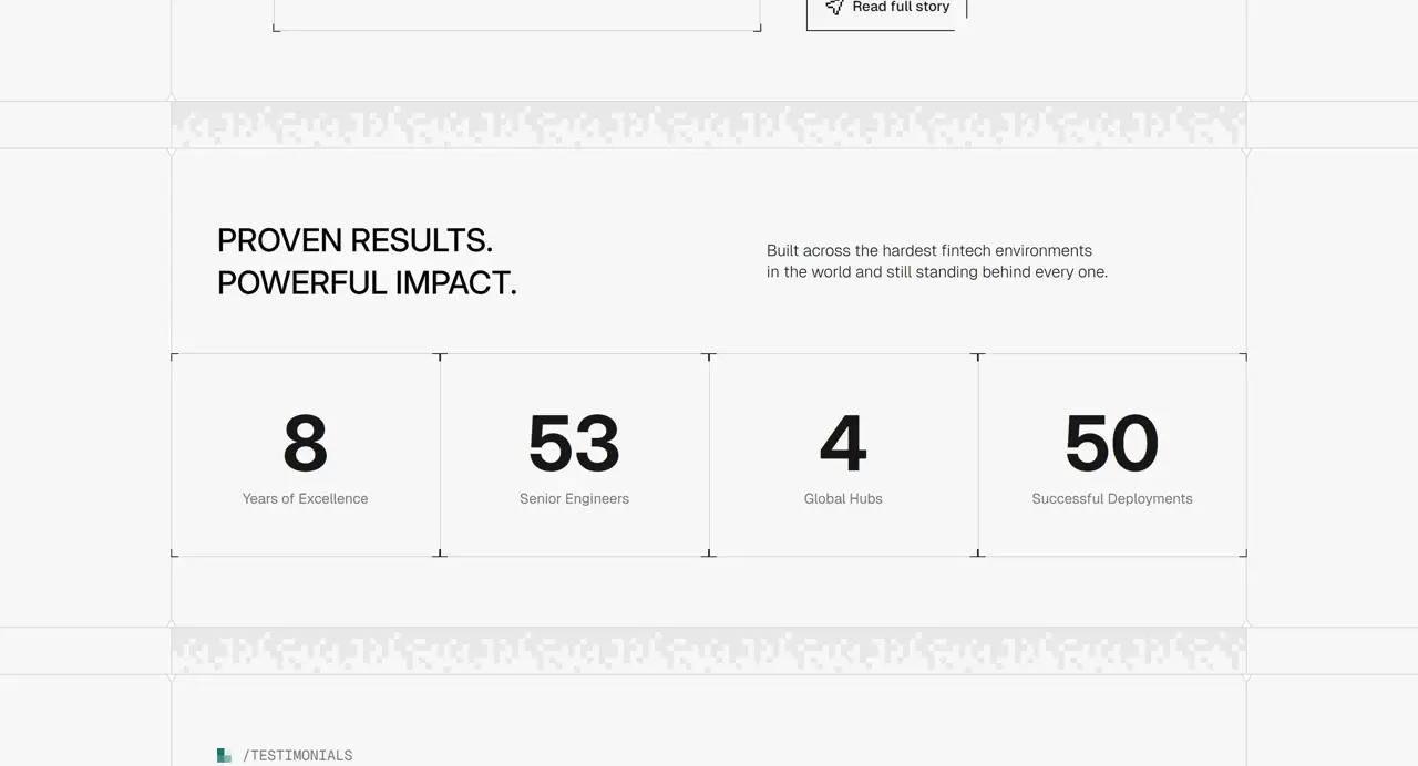 Секция «Статистика» с сайта https://evolt.dev/, тематика — IT и программное обеспечение, цвета — Белый, стиль — Корпоративный, Минимализм, типографика — Без засечек