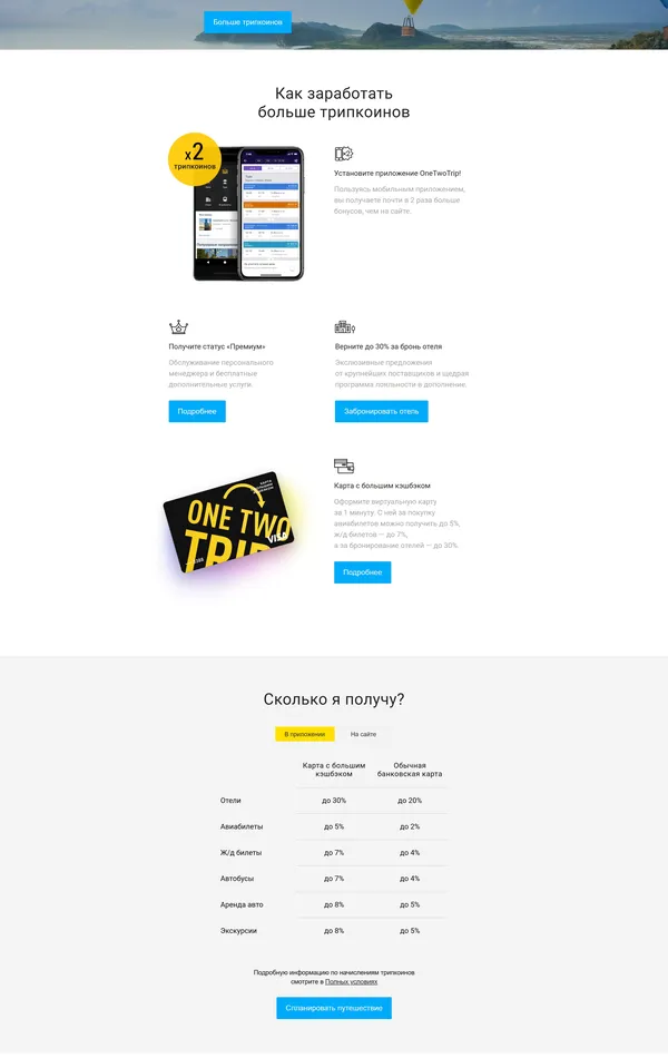 Программа лояльности OneTwoTrip, тематика — Путешествия и туризм, цвета — Белый, Черный, Серый, стиль — Корпоративный, типографика — Без засечек
