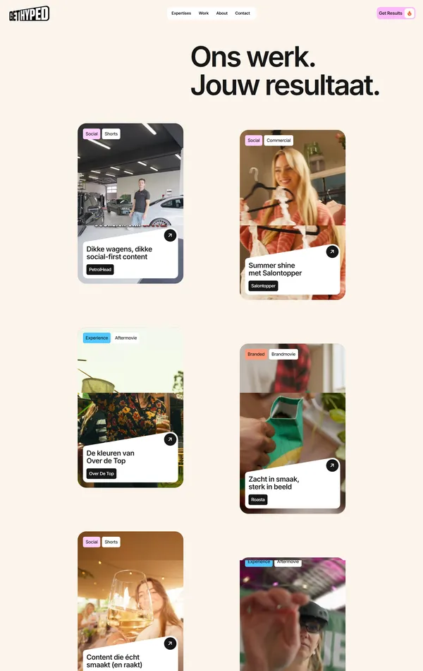 Портфолио Get Hyped, тематика — Агентство , цвета — Белый, Серый, стиль — Корпоративный, типографика — Без засечек