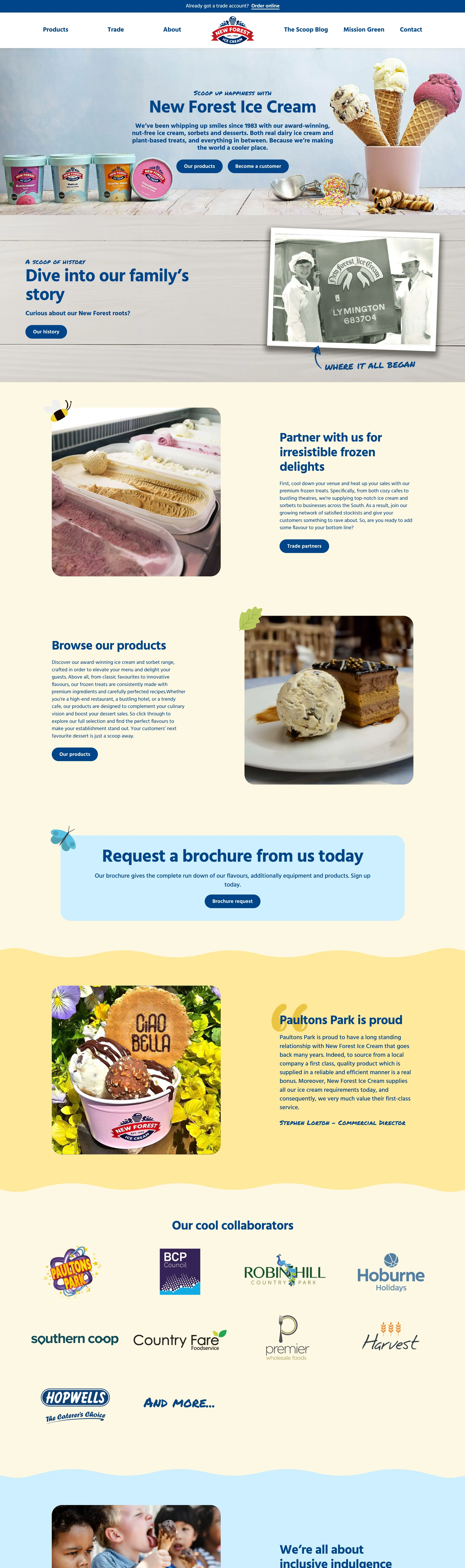 New Forest Ice Cream Главная New Forest Ice Cream, тематика — Еда и напитки, цвета — Белый, Серый, Желтый, стиль — Корпоративный, типографика — Без засечек