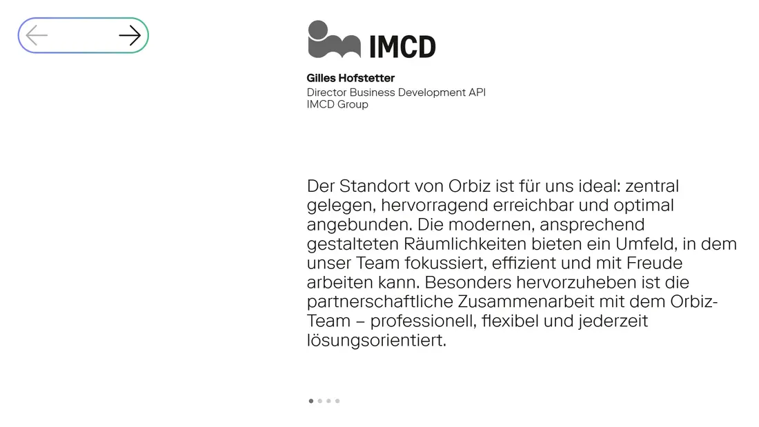 Секция «Отзывы» с сайта https://orbiz-flex.ch/, тематика — Бизнес и профессиональные услуги, цвета — Белый, стиль — Корпоративный, Минимализм, типографика — Без засечек