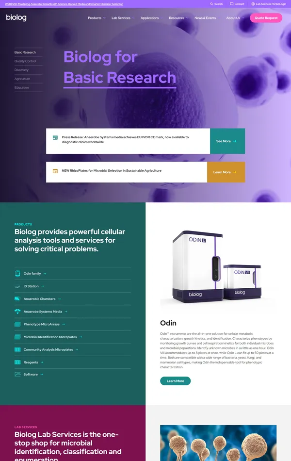 Главная Biolog, тематика — Продукт, цвета — Белый, Черный, Серый, стиль — Корпоративный, типографика — Без засечек