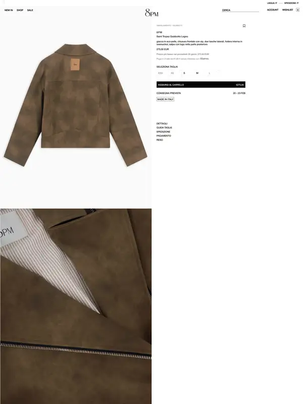 Продукт 8pm, тематика — Интернет-магазин, Одежда, цвета — Белый, Черный, Серый, стиль — Минимализм, типографика — Без засечек