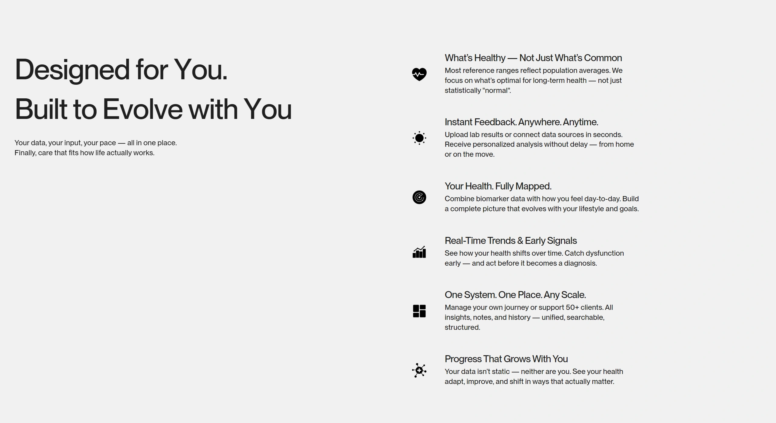 MyHealthPrac Секция «Преимущества» с сайта https://www.myhealthprac.com/, тематика — Здоровье и фитнес, цвета — Белый, стиль — Минимализм, типографика — Без засечек