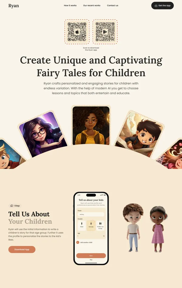 Лендинг Ryan, тематика — Мобильное приложение, цвета — Белый, Серый, стиль — Минимализм, типографика — Без засечек