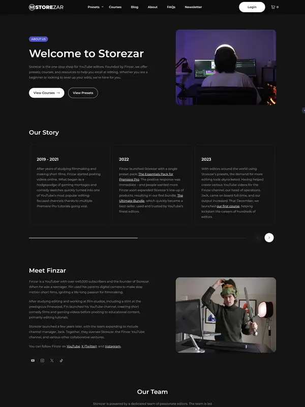 Главная Storezar, тематика — Интернет-магазин, цвета — Черный, стиль — Корпоративный, Карточный, Минимализм, типографика — Без засечек