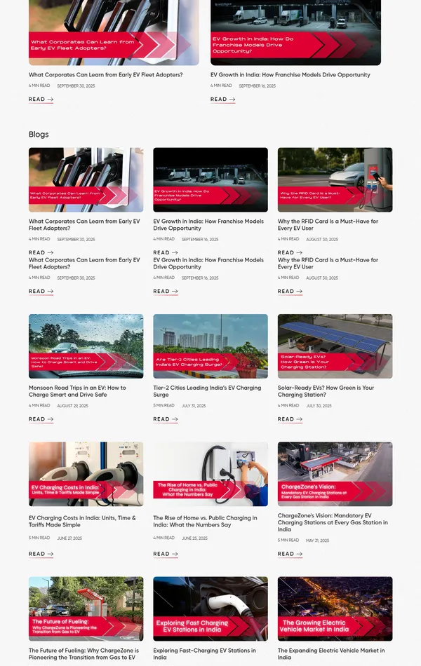 Блог ChargeZone, тематика — Медиа, цвета — Белый, Серый, стиль — Корпоративный, типографика — Без засечек