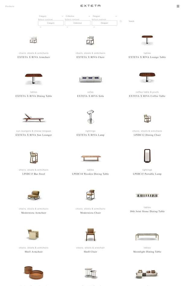 Каталог Exteta, тематика — Интернет-магазин, Дизайн, цвета — Белый, стиль — Корпоративный, Минимализм, типографика — Без засечек