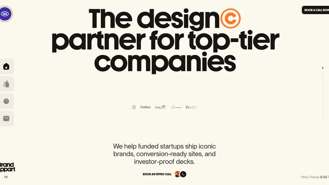 Секция «Первый экран» с сайта https://www.brandappart.com/, тематика — Дизайн, Бизнес и профессиональные услуги, цвета — Белый, стиль — Минимализм, Типографика, типографика — Без засечек