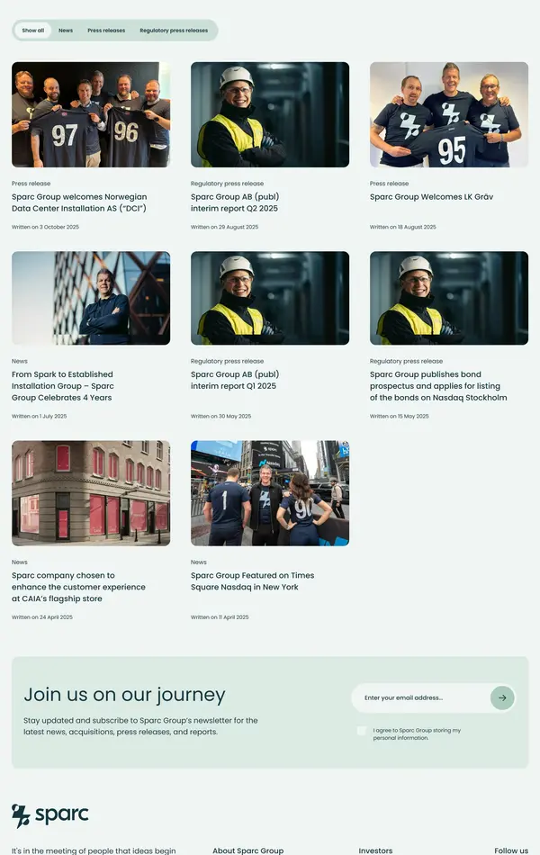 Новости Sparc Group, тематика — Бизнес и профессиональные услуги, цвета — Белый, Серый, стиль — Корпоративный, типографика — Без засечек