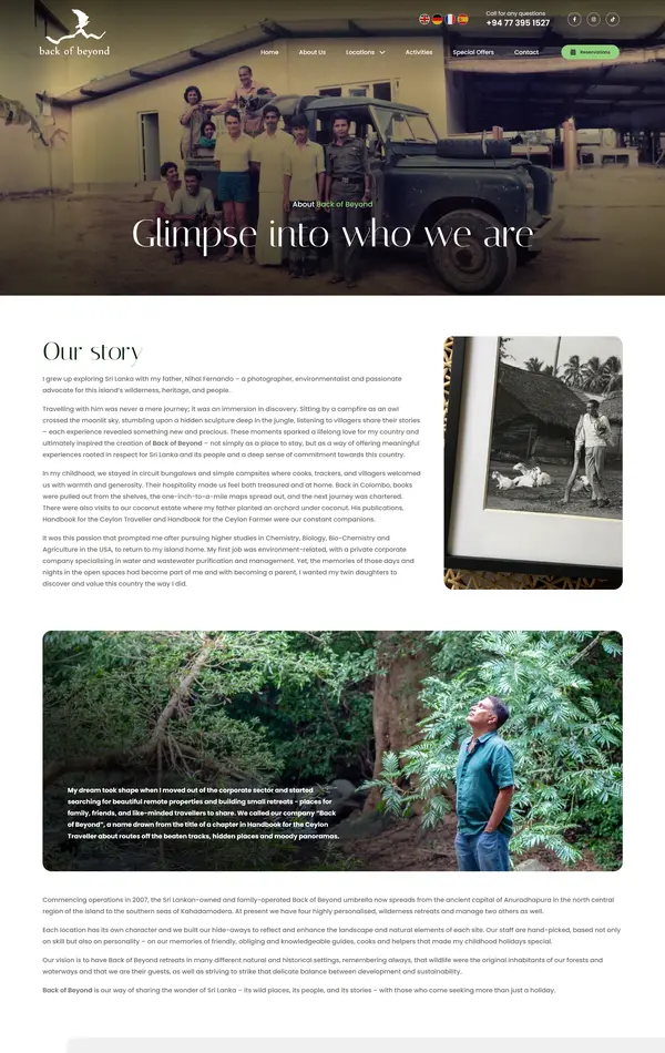 Главная Back of Beyond, тематика — Путешествия и туризм, цвета — Белый, Черный, Серый, стиль — Корпоративный, типографика — С засечками, Без засечек