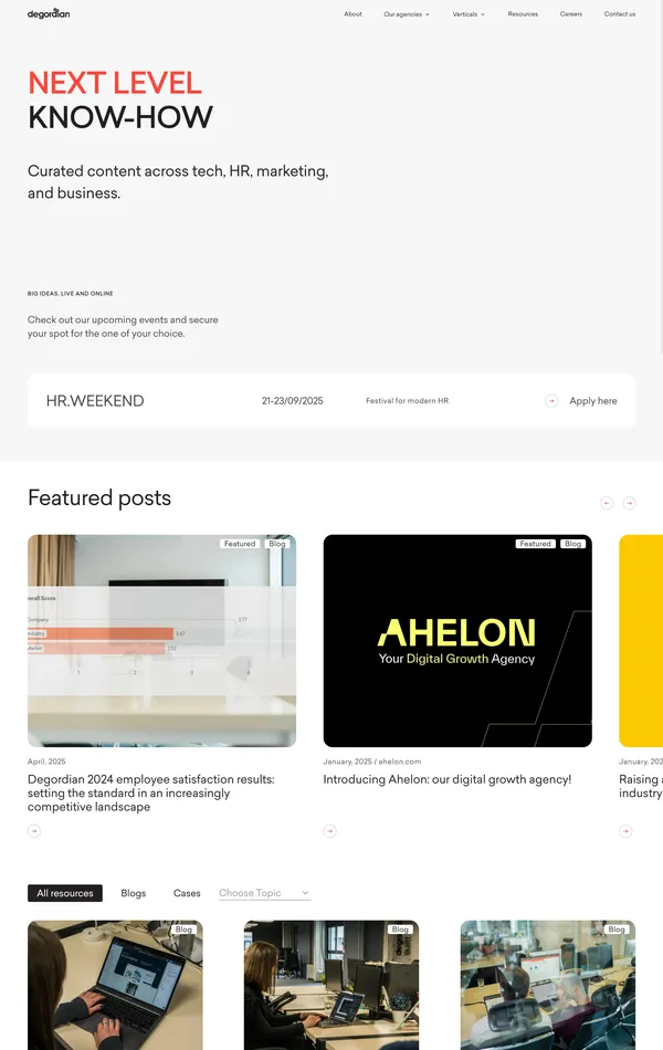 Блог Degordian, тематика — Бизнес и профессиональные услуги, Агентство , цвета — Белый, Черный, Серый, стиль — Корпоративный, Минимализм, типографика — Без засечек