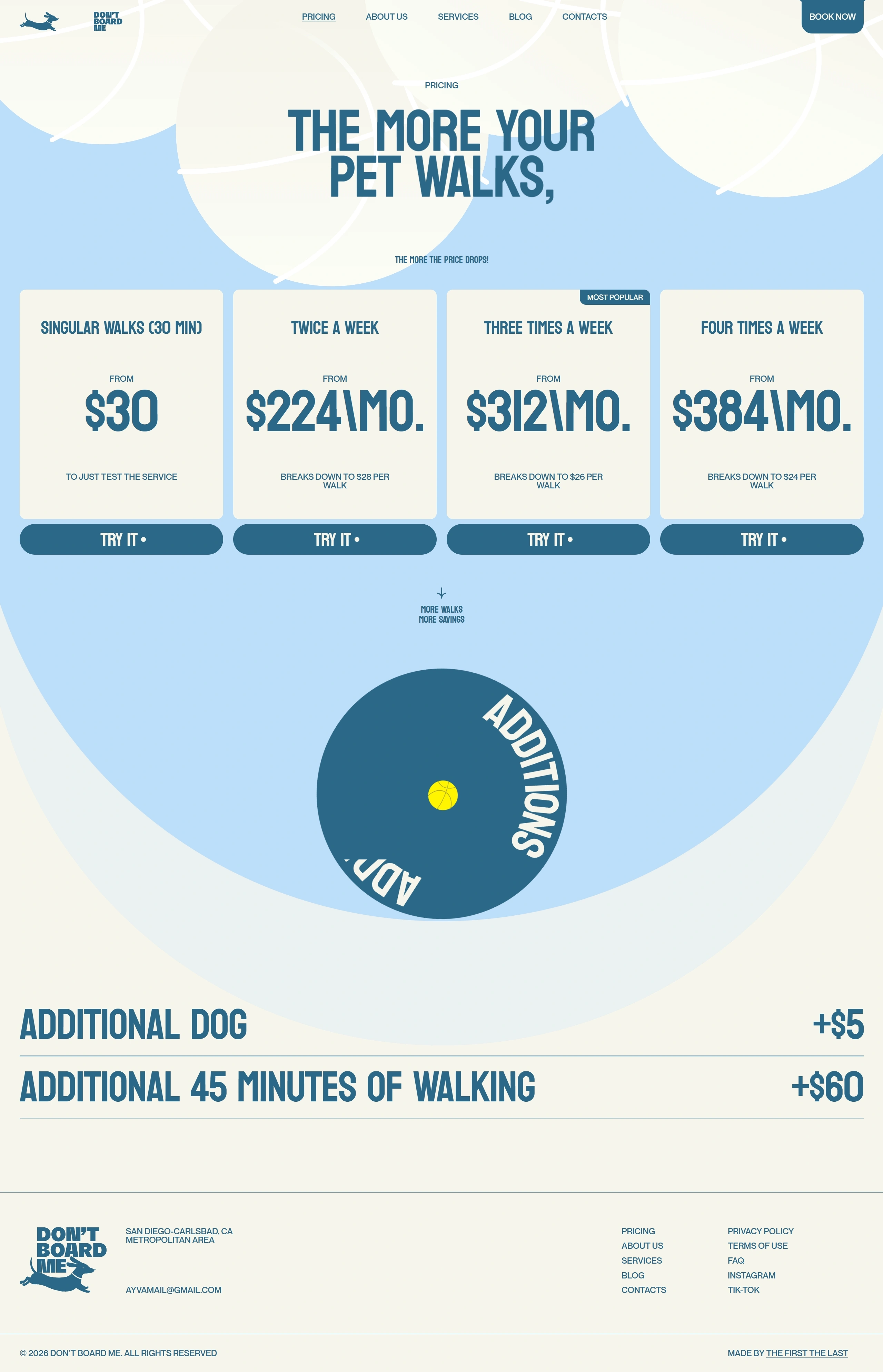 Don't Board Me Лендинг Don't Board Me, тематика — Домашние животные, цвета — Белый, Серый, стиль — Плоский, Минимализм, типографика — Без засечек, Декоративные