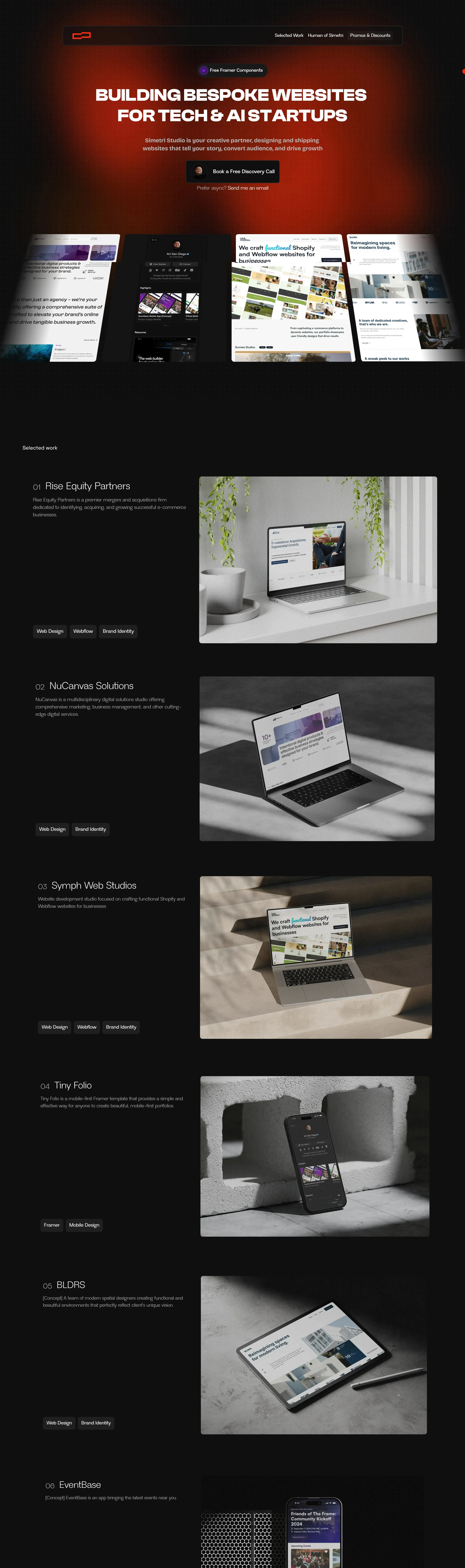 Лендинг Simetri Studio, тематика — Дизайн, IT и программное обеспечение, цвета — Черный, Серый, стиль — Корпоративный, типографика — Без засечек