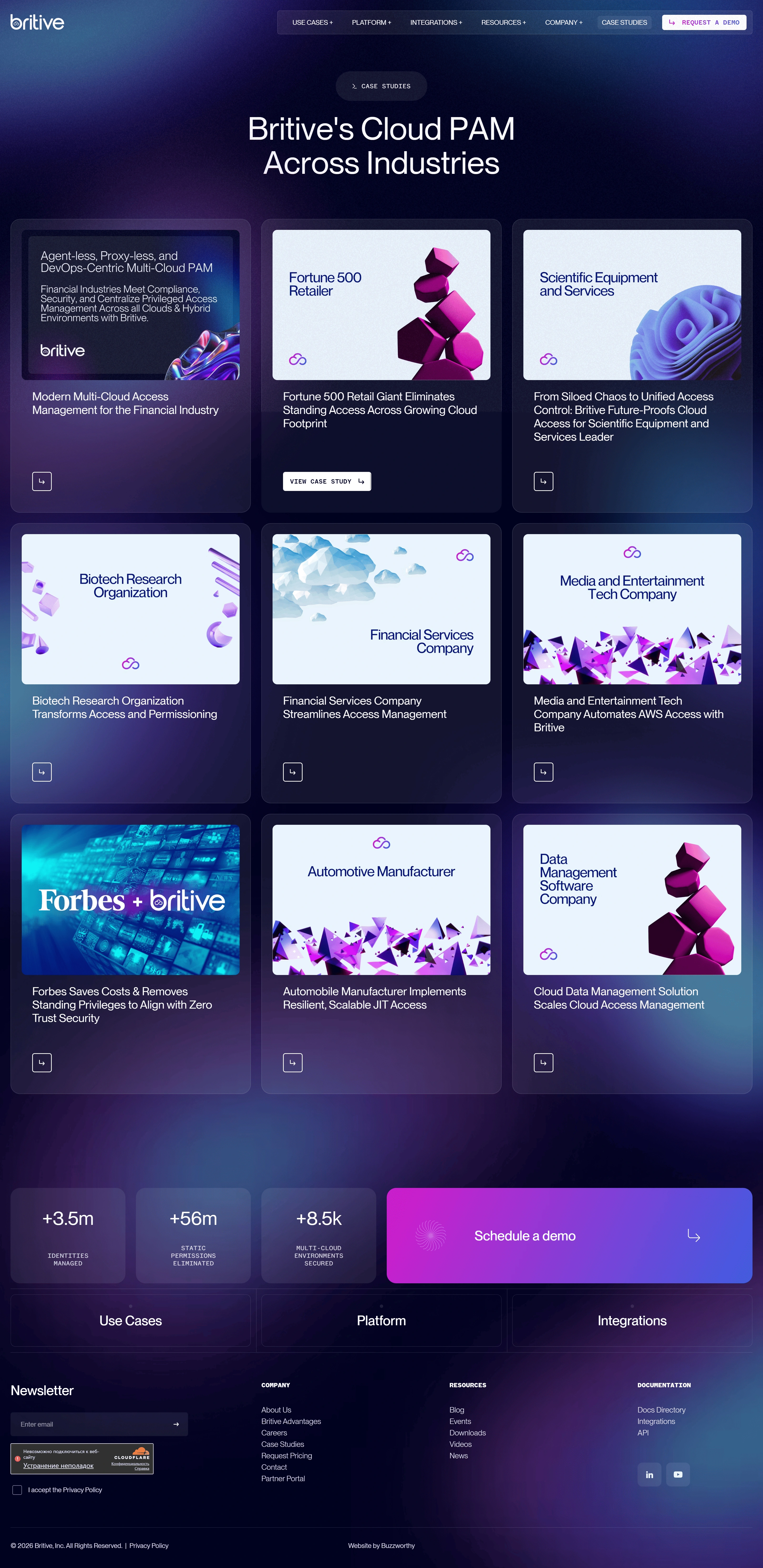 Britive Портфолио Britive, тематика — IT и программное обеспечение, цвета — Белый, Черный, Серый, стиль — Корпоративный, Карточный, Полигональный, типографика — Без засечек