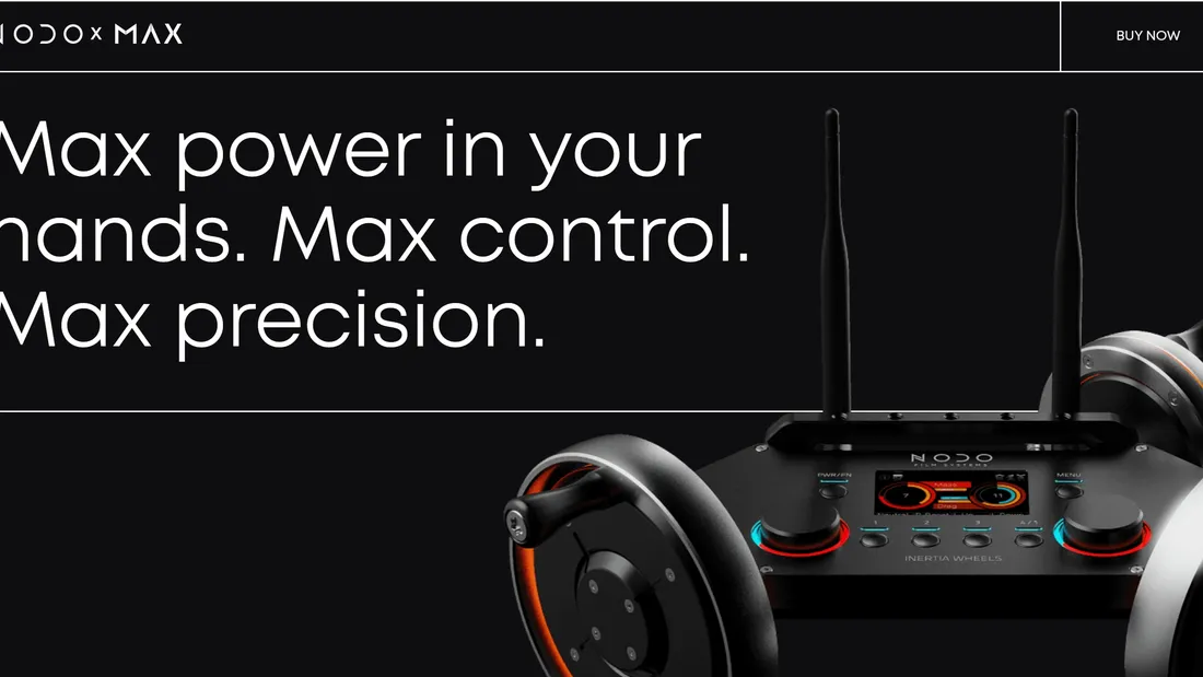 Секция «Первый экран» с сайта https://max.nodo.film/, тематика — Продукт, цвета — Черный, стиль — Минимализм, типографика — Без засечек