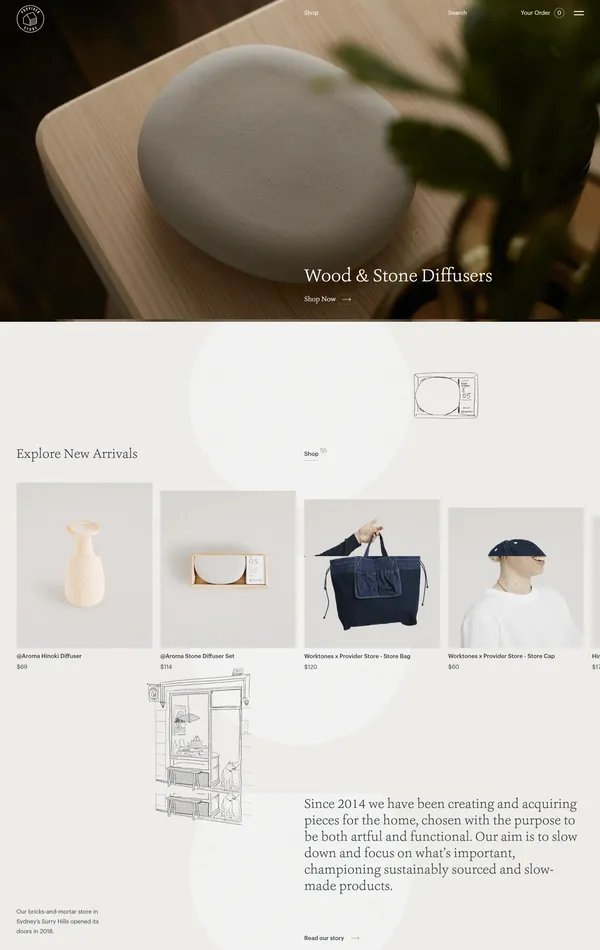 Главная Provider Store, тематика — Интернет-магазин, цвета — Белый, Черный, Серый, стиль — Минимализм, типографика — Без засечек