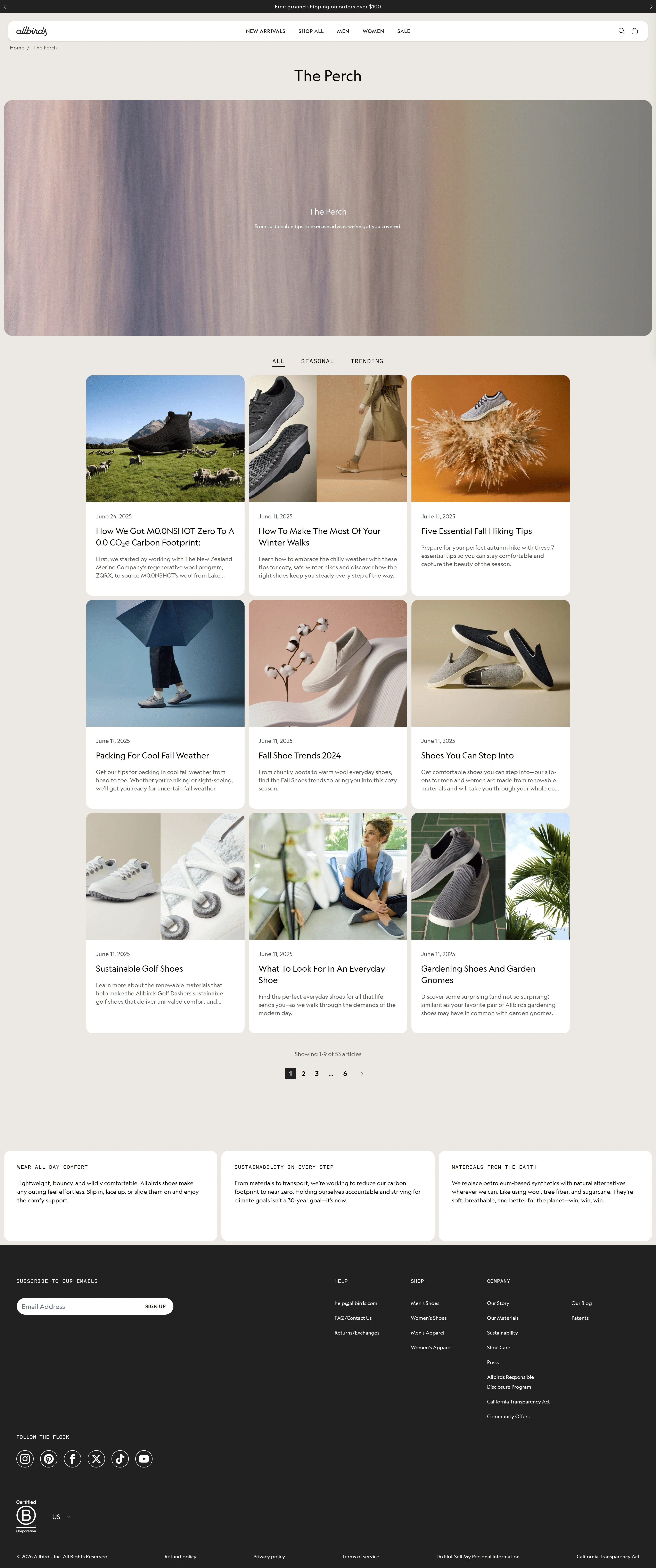 Allbirds Блог Allbirds, тематика — Одежда, цвета — Белый, Черный, Серый, стиль — Карточный, Минимализм, типографика — Без засечек