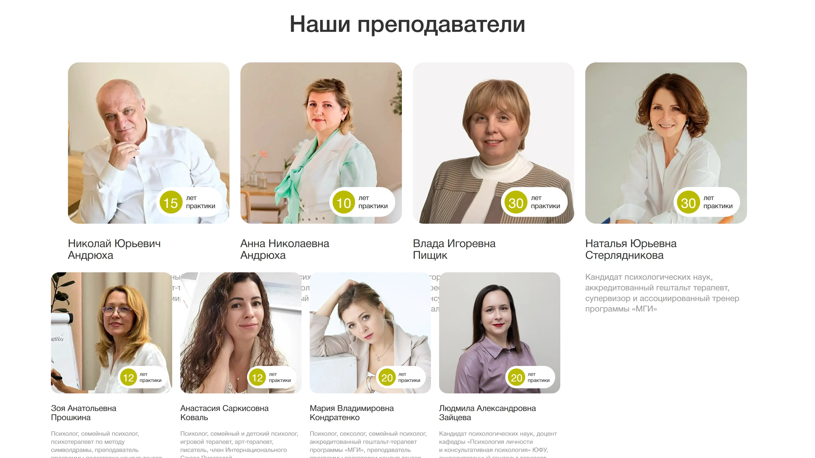 Донской Институт Секция «Команда» с сайта https://donipp.ru/, тематика — Психология, цвета — Белый, Серый, стиль — Корпоративный, Минимализм, типографика — Без засечек