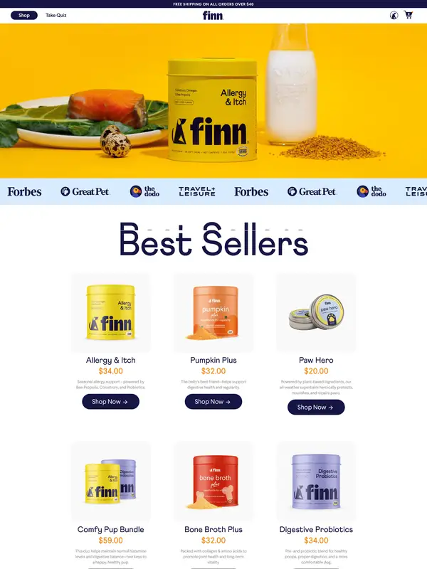 Продукт Finn, тематика — Домашние животные, цвета — Белый, Серый, Оранжевый, стиль — Минимализм, типографика — Без засечек, Декоративные