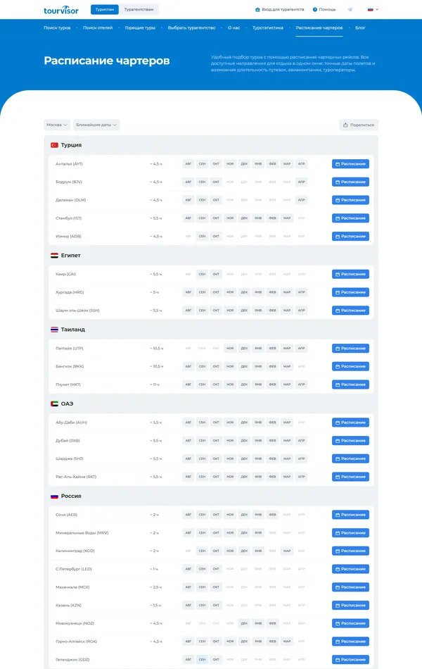 Каталог Tourvisor, тематика — Путешествия и туризм, цвета — Белый, стиль — Корпоративный, типографика — Без засечек