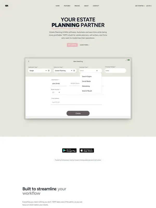 Главная YEPP, тематика — SaaS, цвета — Белый, стиль — Корпоративный, Минимализм, типографика — Без засечек