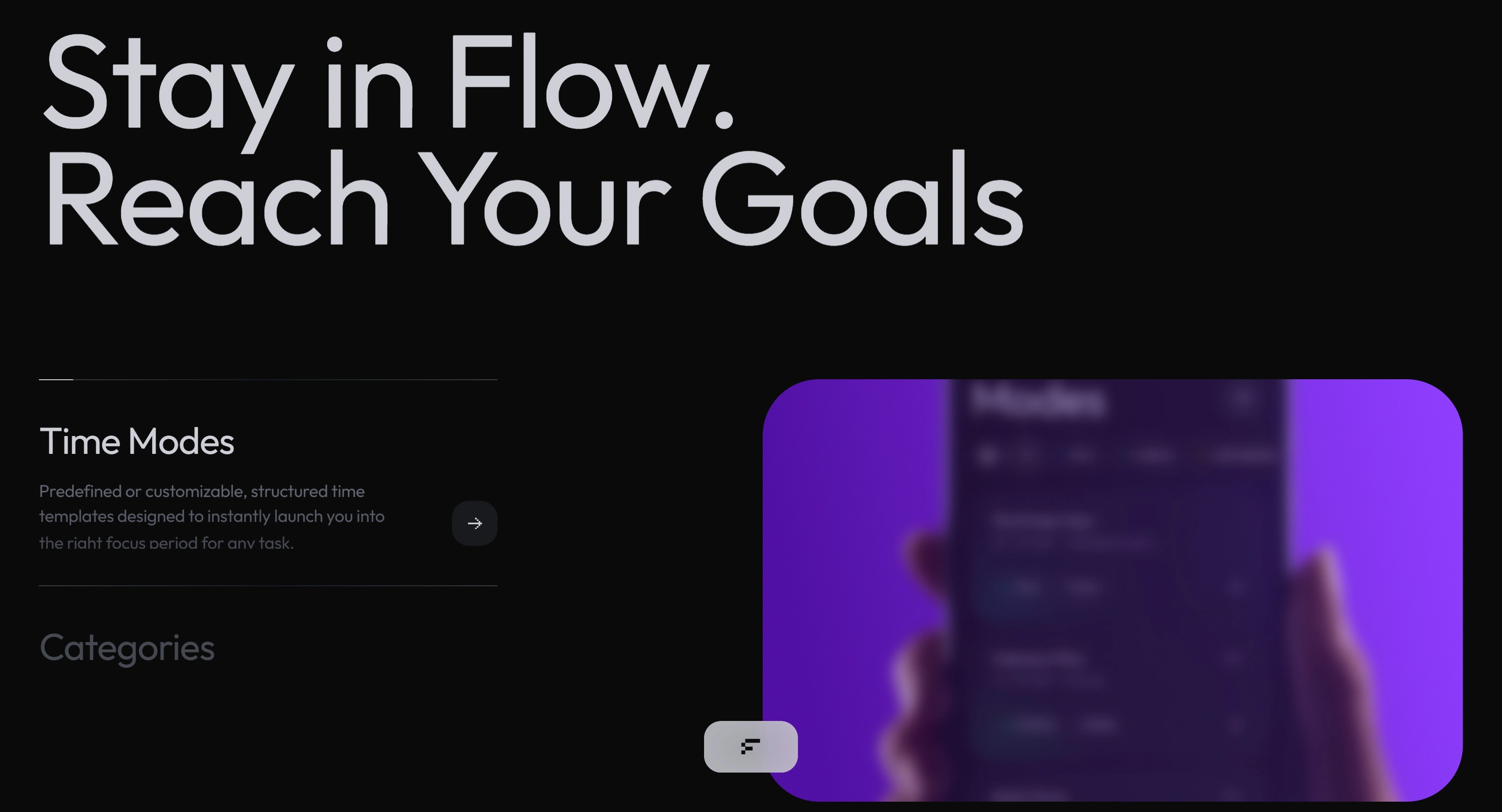 Flowty Секция «О продукте» с сайта https://flowty.co/, тематика — SaaS, цвета — Черный, стиль — Минимализм, типографика — Без засечек