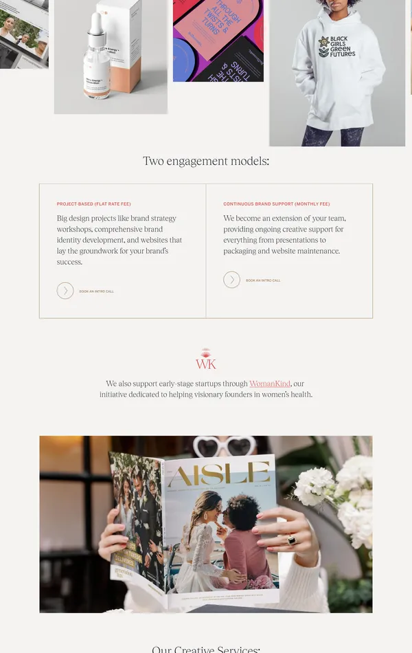 Страница о компании Alfa Charlie, тематика — Дизайн, Здоровье и фитнес, цвета — Белый, Серый, стиль — Корпоративный, Минимализм, типографика — Без засечек