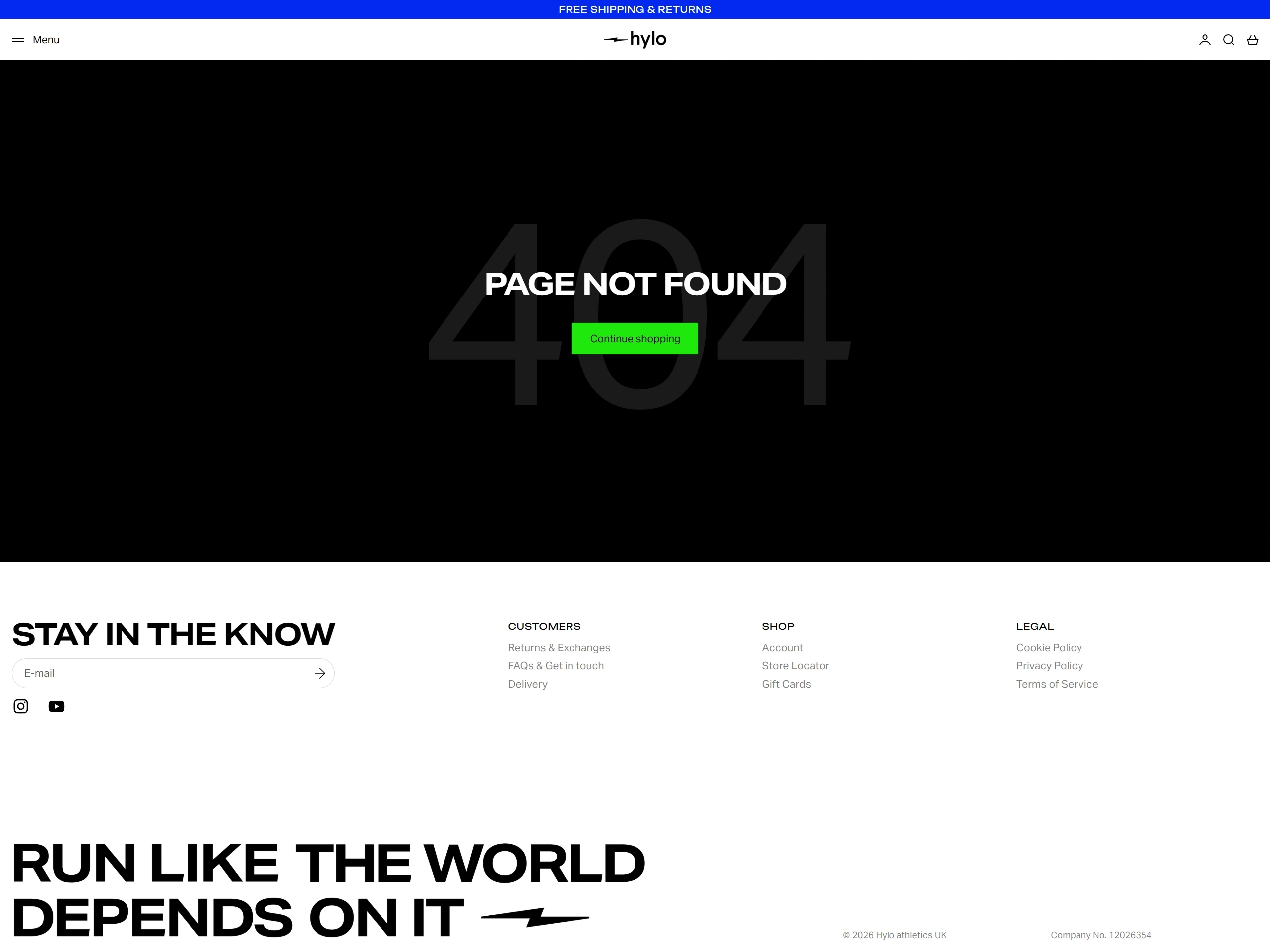 hylo athletics 404-страница hylo athletics, тематика — Здоровье и фитнес, цвета — Белый, Черный, стиль — Минимализм, типографика — Без засечек