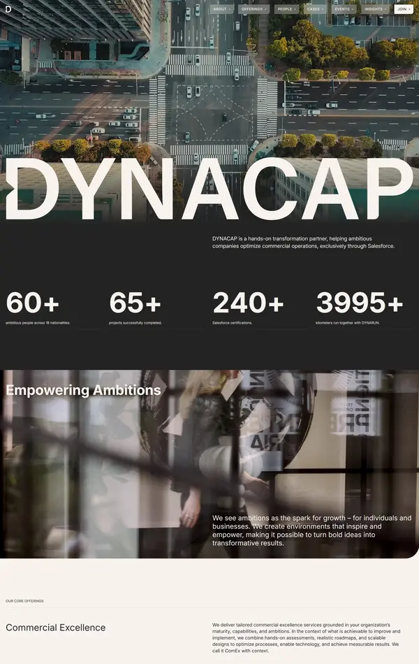 Главная DYNACAP, тематика — Бизнес и профессиональные услуги, цвета — Белый, Черный, Серый, стиль — Корпоративный, типографика — Без засечек