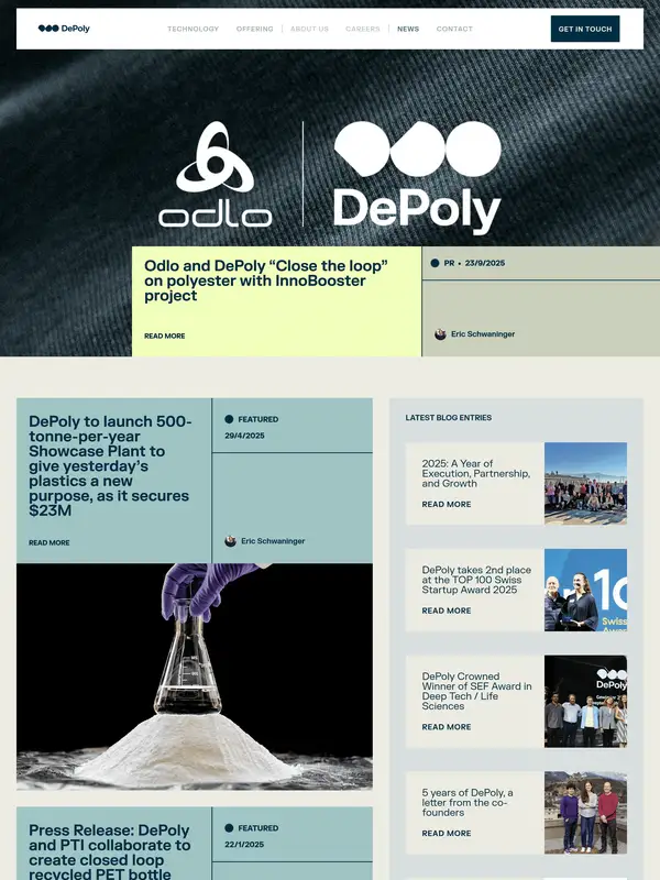 Новости DePoly, тематика — Другое, цвета — Белый, Черный, Серый, стиль — Корпоративный, Минимализм, типографика — Без засечек