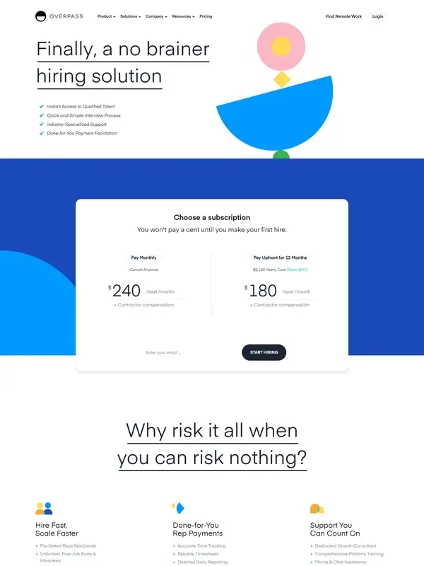Услуги Overpass, тематика — SaaS, цвета — Белый, Синий, стиль — Корпоративный, Минимализм, типографика — Без засечек