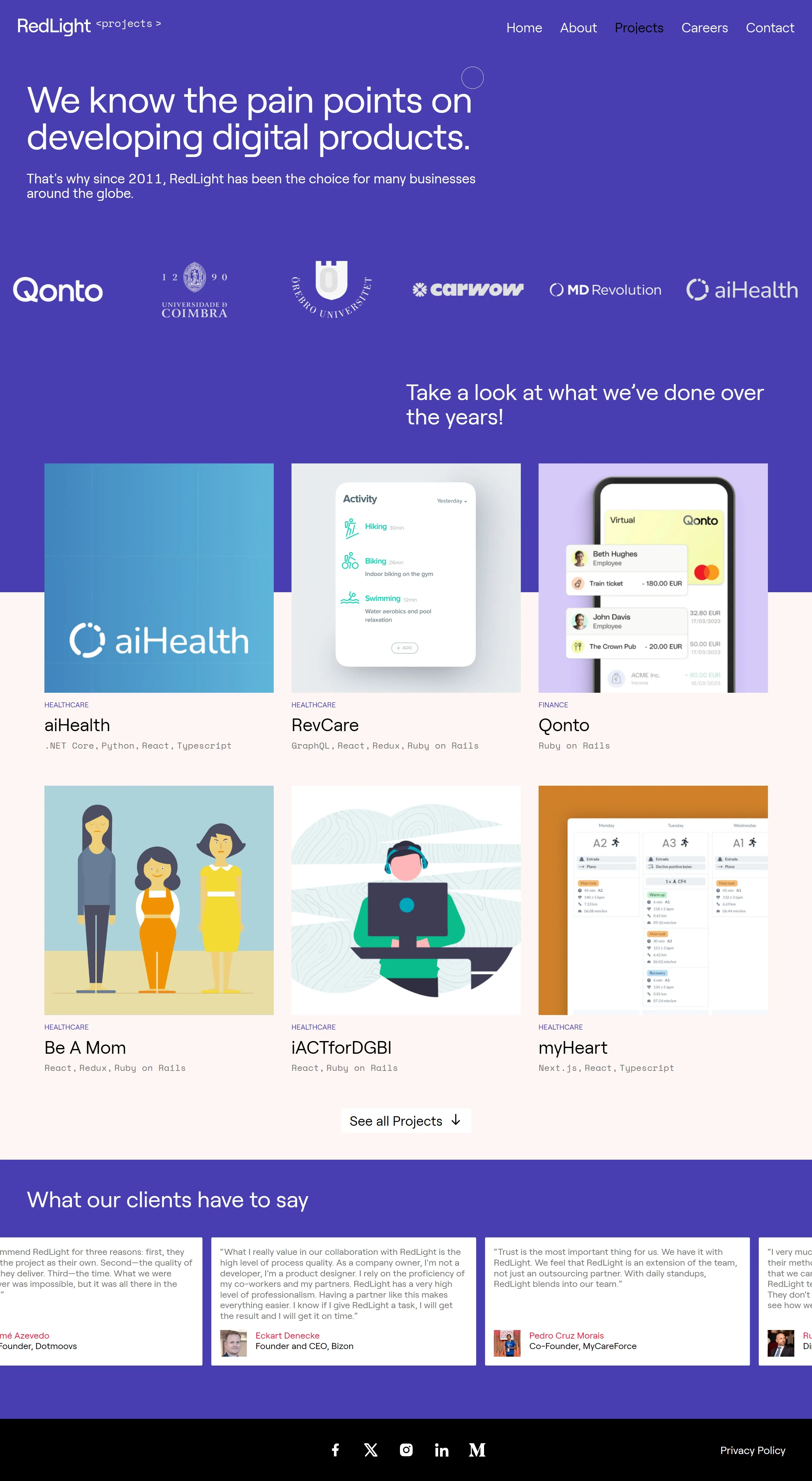 RedLight Портфолио RedLight, тематика — IT и программное обеспечение, цвета — Белый, Серый, Фиолетовый, стиль — Корпоративный, типографика — Без засечек