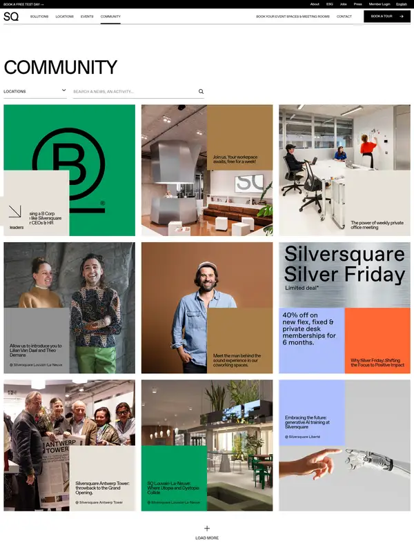 Каталог Silversquare, тематика — Комьюнити, цвета — Белый, Черный, Серый, стиль — Корпоративный, Карточный, Минимализм, типографика — Без засечек