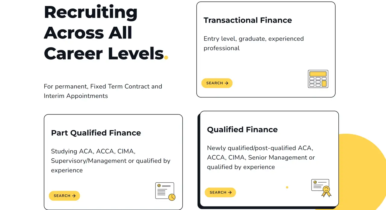 Секция «Услуги» с сайта https://mitchelladam.co.uk/, тематика — Финансы, цвета — Белый, Серый, Желтый, стиль — Корпоративный, Карточный, Минимализм, типографика — Без засечек