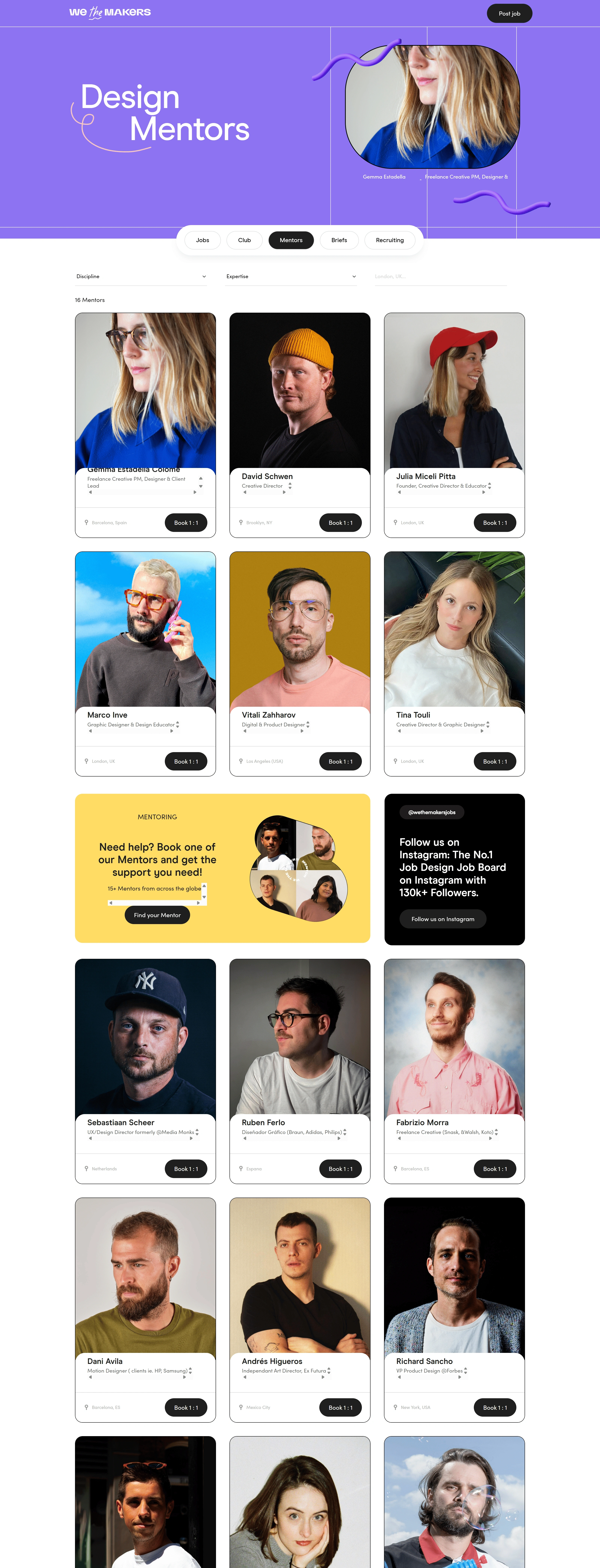 We the Makers Каталог We the Makers, тематика — Комьюнити, цвета — Белый, Серый, Фиолетовый, стиль — Корпоративный, Карточный, типографика — Без засечек