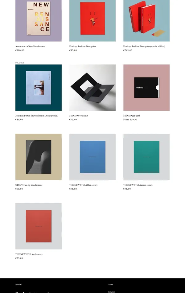 Каталог MENDO, тематика — Интернет-магазин, цвета — Белый, Черный, Серый, стиль — Минимализм, типографика — Без засечек