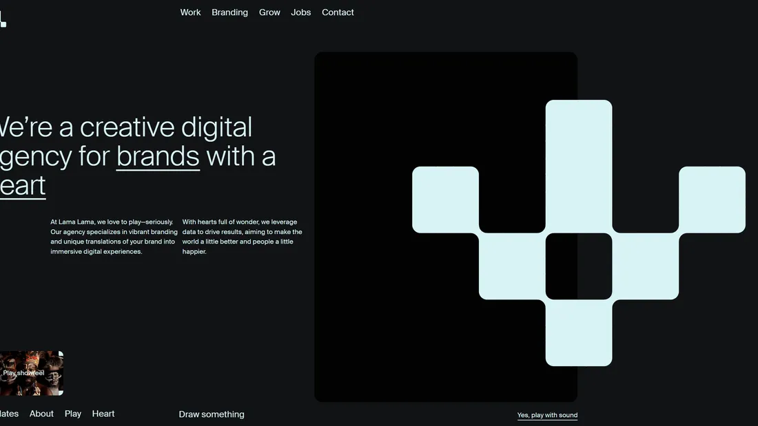 Секция «Первый экран» с сайта https://lamalama.nl/, тематика — Агентство , цвета — Черный, стиль — Минимализм, типографика — Без засечек