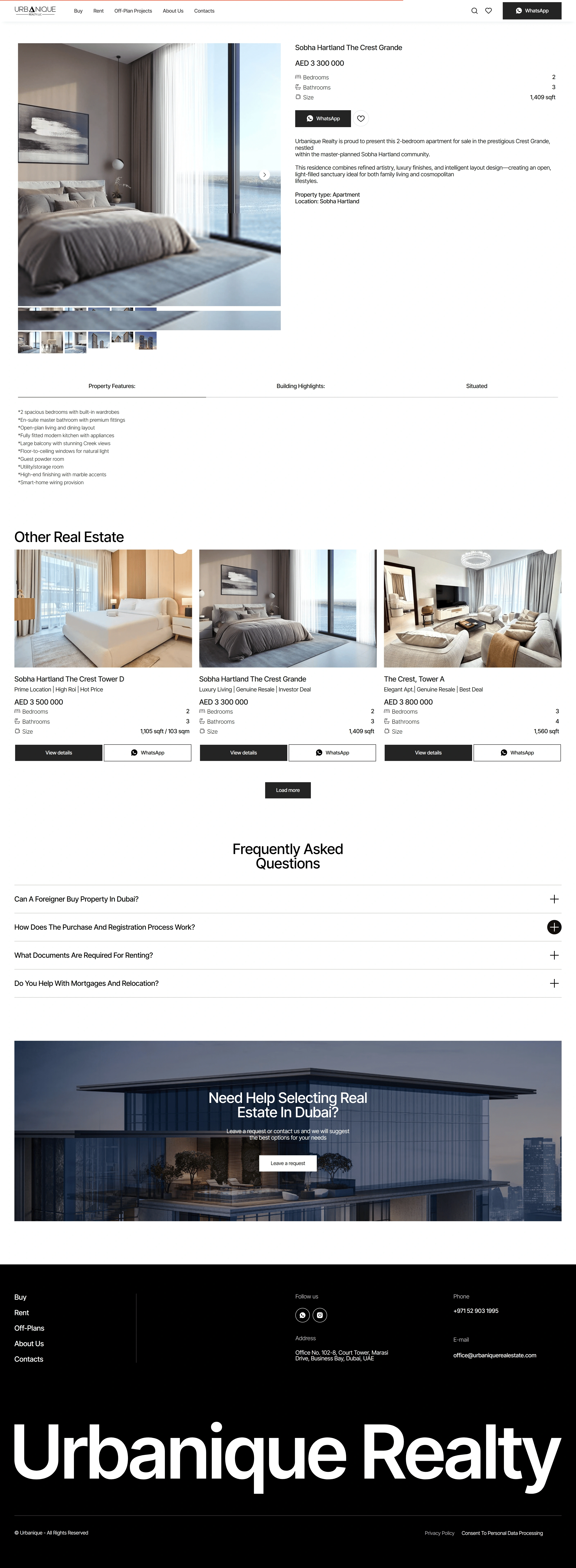 Urbanique Realty Каталог Urbanique Realty, тематика — Недвижимость, цвета — Белый, Черный, Серый, стиль — Корпоративный, Минимализм, типографика — Без засечек