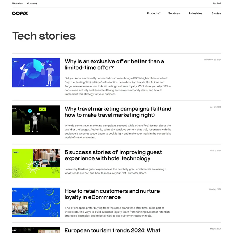Блог COAX, тематика — Маркетинг, IT и программное обеспечение, цвета — Белый, стиль — Корпоративный, типографика — Без засечек