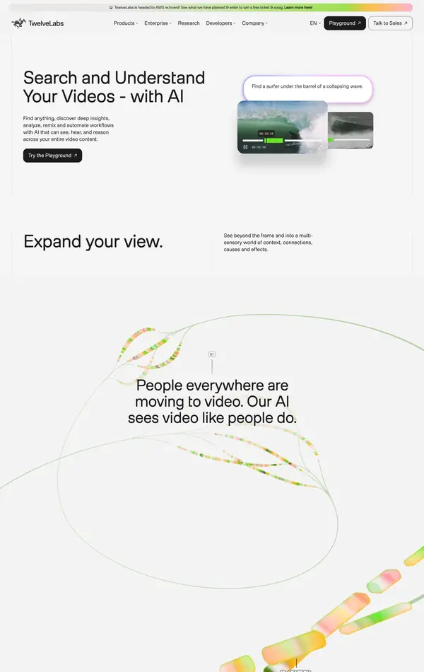 Главная TwelveLabs, тематика — IT и программное обеспечение, цвета — Белый, стиль — Корпоративный