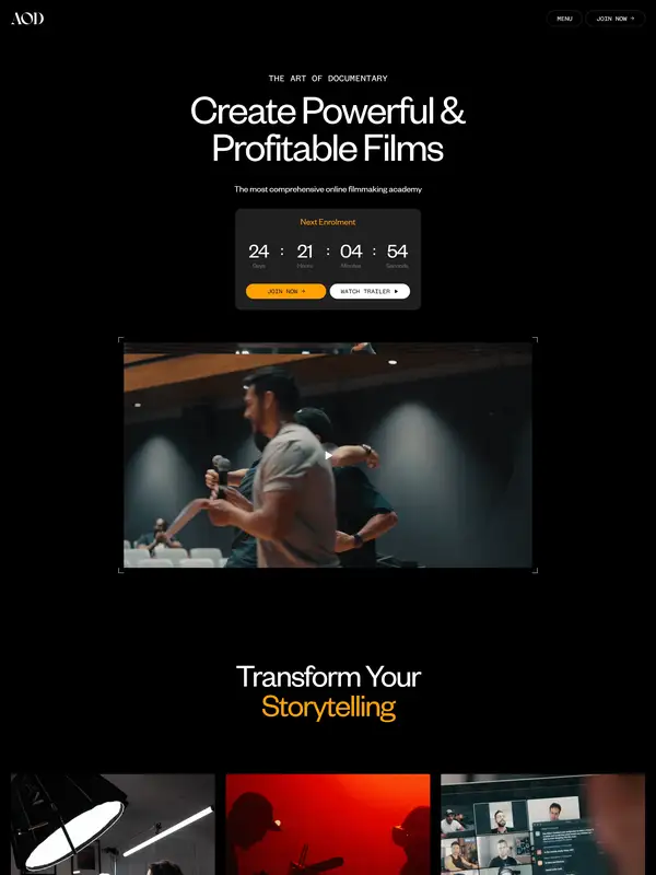 Главная The Art of Documentary, тематика — Образование, цвета — Черный, стиль — Минимализм, типографика — Без засечек