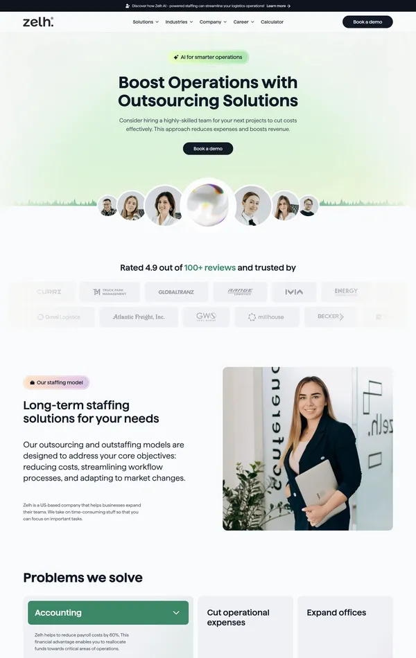 Главная Zelh, тематика — HR, цвета — Белый, Серый, стиль — Корпоративный, Минимализм, типографика — Без засечек